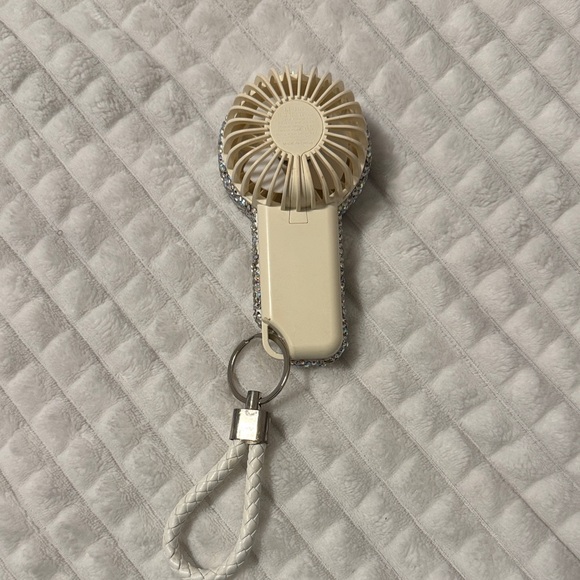 Portable Silver Rhinestone Handheld Fan - Picture 2 of 4